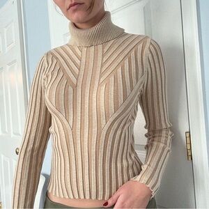 DNKY Jeans Cropped & Ribbed Turtleneck Sweater